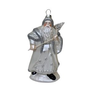 Robert Stanley "Silver Tree Santa" Ornament, Blown Glass Ornament - Vintage